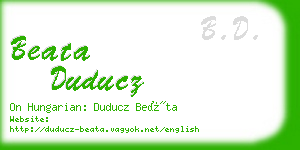 beata duducz business card